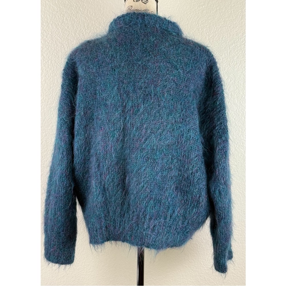 Athena Designs Irish Handknit Mohair Cardigan Fuzzy Blue/Purple Cardigan Large View 6